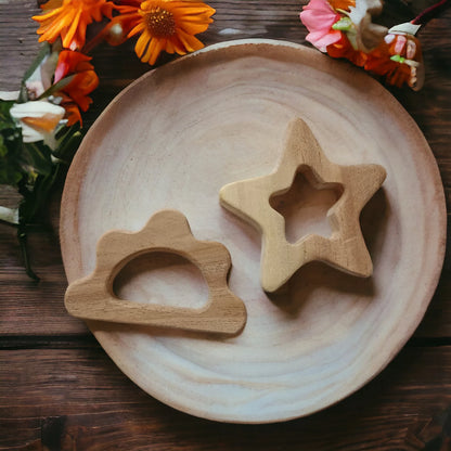 Neem Wood Cloud & Star Teethers