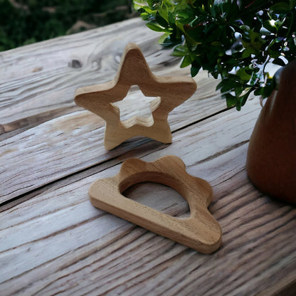 Neem Wood Cloud & Star Teethers